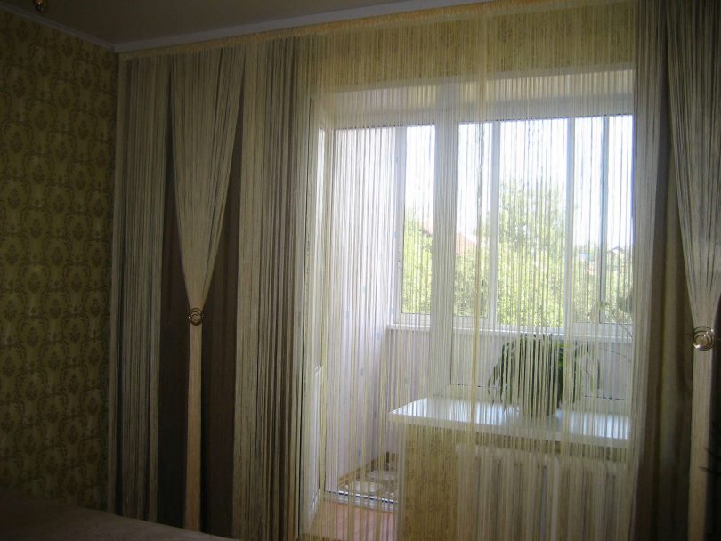 Нитяные шторы — применение в интерьере