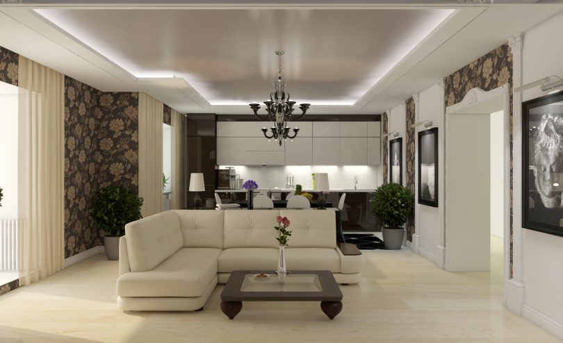 натяжные потолки для зала