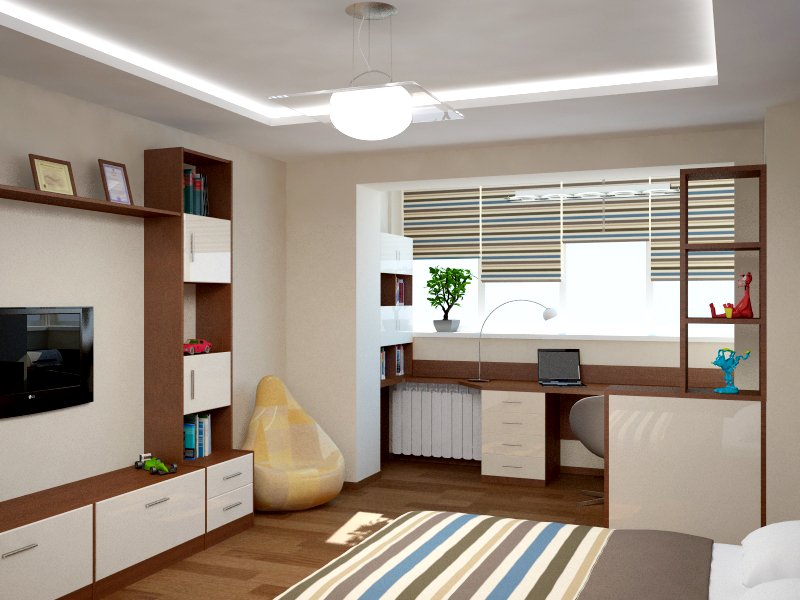 Рабочая зона и освещение в детской