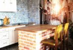Кирпичная кухонная столешница