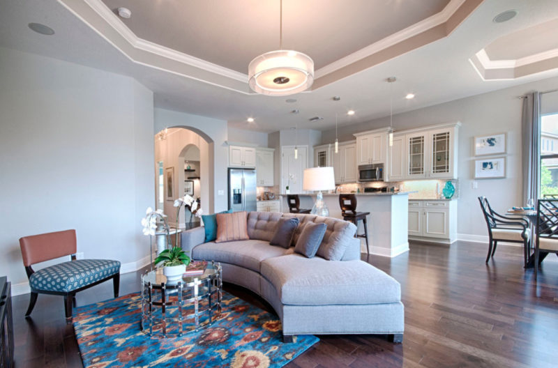 Виды дизайна двухуровневых потолков: