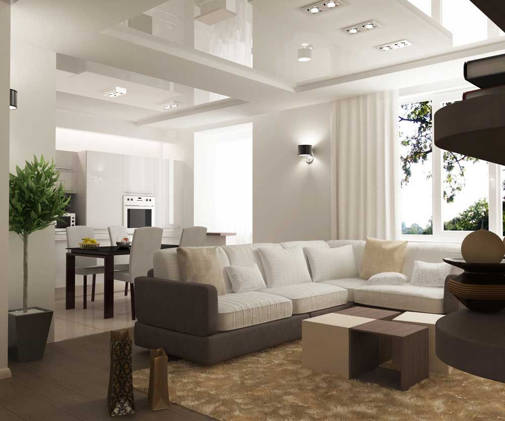 Дизайн гостиной и монтаж светильников