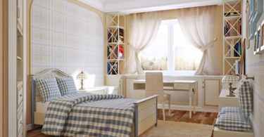 Короткие шторы до подоконника в спальню