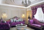 Фиолетовые, лиловые, сиреневые шторы в интерьере гостиной, спальни - 40 фото