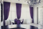 Фиолетовые, лиловые, сиреневые шторы в интерьере гостиной, спальни - 40 фото